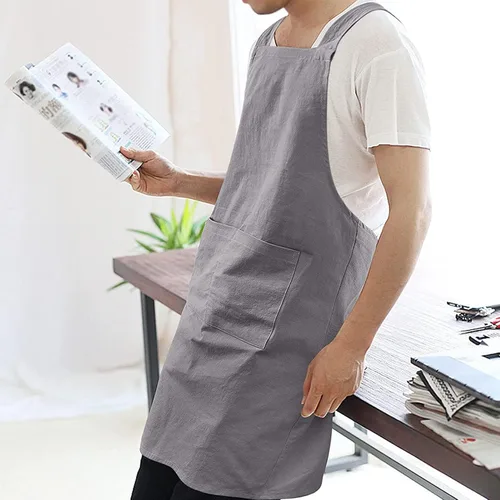 Vista 3 de Delantal personalizado para hombres y mujeres delantal cruzado sin lazo para trabajo de jardinería