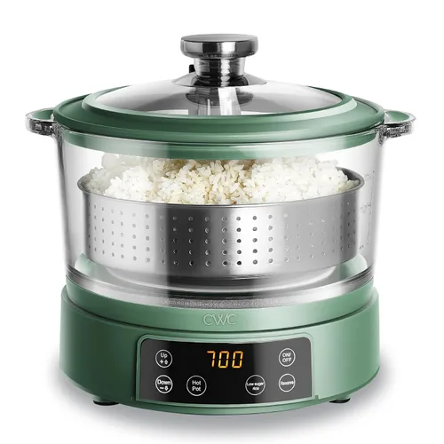 Vista 9 de COOK WITH COLOR Olla de arroz de vidrio mini de 3L baja en carbohidratos – Contiene 2 tazas crudas/Produce 6 tazas cocidas con cesta de filtro