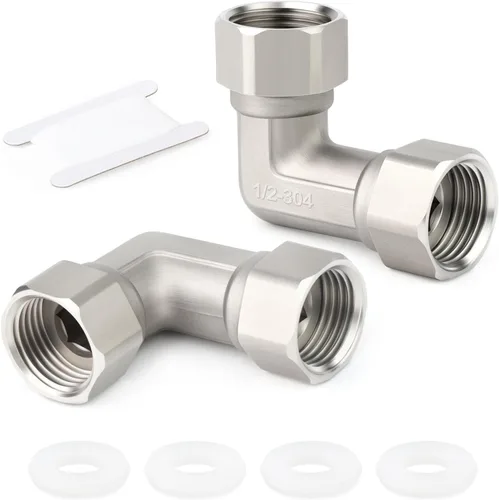 Vista 13 de TAISHER 2 conectores en T movibles flexibles de acero inoxidable 304 de 3 vías y 3 extremos, 1/2 pulgada para pulverizador, válvula en ángulo, brazo