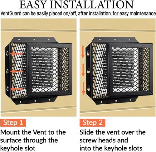 Vista 4 de Pasimy 1 protector de ventilación universal de acero inoxidable negro de 7 pulgadas de largo x 7 pulgadas de ancho x 5 pulgadas de alto, cubierta