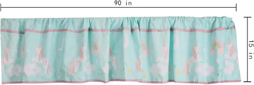 Vista 6 de Juego de ropa de cama de cuna de unicornio azul de 4 piezas, falda de edredón, sábana ajustable, cenefa, cuna, juego de ropa de cama