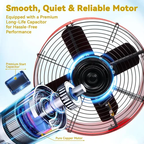 Vista 3 de Ventilador de ático a dos aguas de 15 pulgadas con termostato, ventilador de ventilación de ático enchufable de 1650 CFM con condensador de arranque