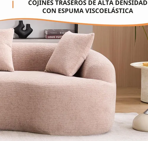 Vista 7 de Sofá modular curvado de 110 pulgadas para sala de estar, moderno sofá modular de felpa de felpa de gran tamaño con asiento profundo comprimido sin