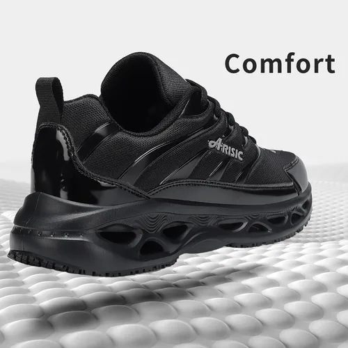 Vista 4 de Zapatos de trabajo antideslizantes para hombres y mujeres, tenis impermeables para hombre, cómodos zapatos de chef para restaurante, zapatos
