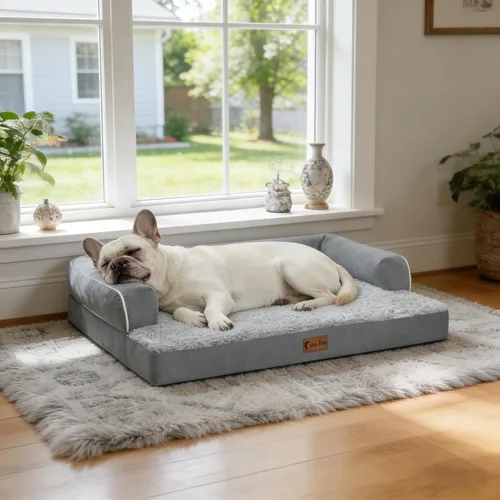 Vista 9 de Cama ortopédica impermeable para perros grandes, 36 x 27 pulgadas Gris