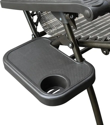 Vista 5 de Jeco Silla de gravedad cero de gran tamaño con sombrilla y bandeja para bebidas, color negro y marrón