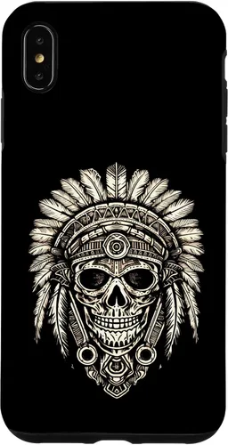 Vista 11 de iPhone 16 Skull, sombrero jefe nativo, capó de guerra, indios, caso del tocado