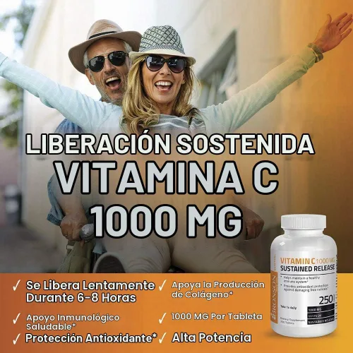 Vista 3 de Bronson Vitamina C 1000 mg de liberación sostenida de ácido ascórbico sin OMG, 250 tabletas