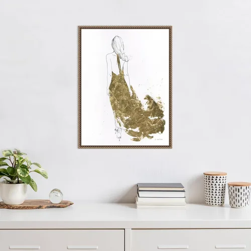 Vista 5 de Amanti Art Lienzo enmarcado para pared, 24 x 18 pulgadas, vestido dorado II por James Wiens, lienzo enmarcado para pared, obras de arte populares