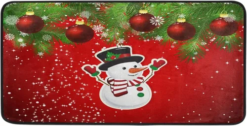 Vista 8 de Alfombra de Navidad para cocina, patrón rojo con copos de nieve, flores, tapete de baño, alfombras antideslizantes para baño, cocina, interiores, 39