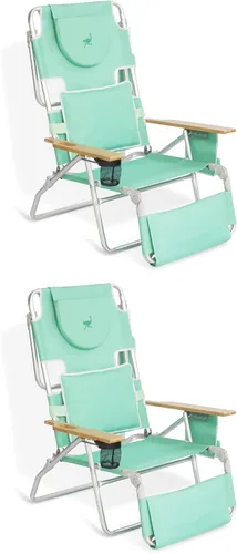 Vista 11 de Ostrich Silla de playa reclinable 3-N-1 de lujo acolchada para exteriores, color azul (paquete de 2)