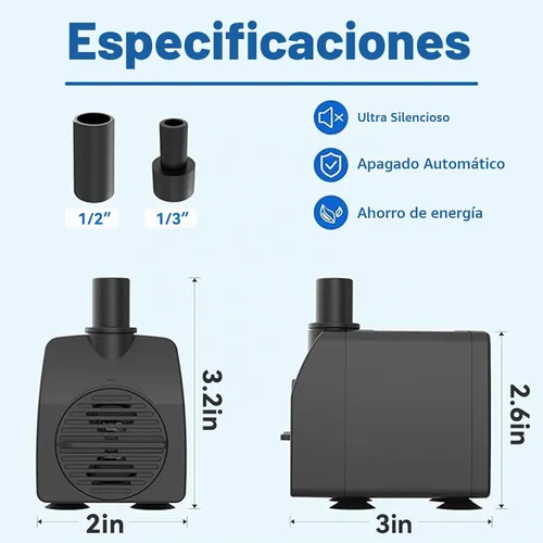 Vista 3 de Knifel Bomba sumergible de 200 GPH con apagado automático de 5.2 pies de elevación alta para fuentes, hidroponía, estanques, acuarios y más