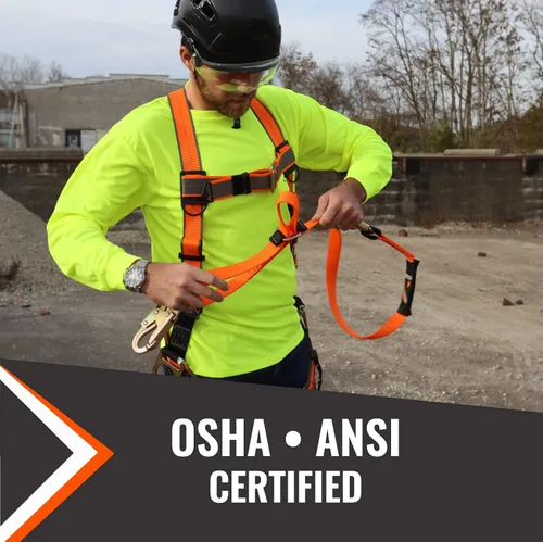 Vista 4 de Cordón ajustable de protección contra caídas de 6 pies, compatible con OSHA/ANSI, paquete de 4