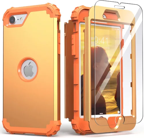 Vista 13 de IDweel Funda para iPhone SE 2020 con protector de pantalla, para iPhone SE 2022, 3 en 1, absorción de golpes, ajuste delgado, cubierta