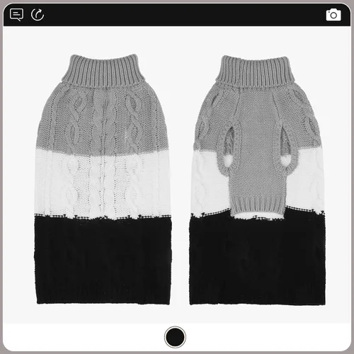 Vista 3 de EXPAWLORER Suéter para perro con agujero para correa, suéteres de otoño para perros pequeños para niñas y niños, ropa clásica de punto de cuello