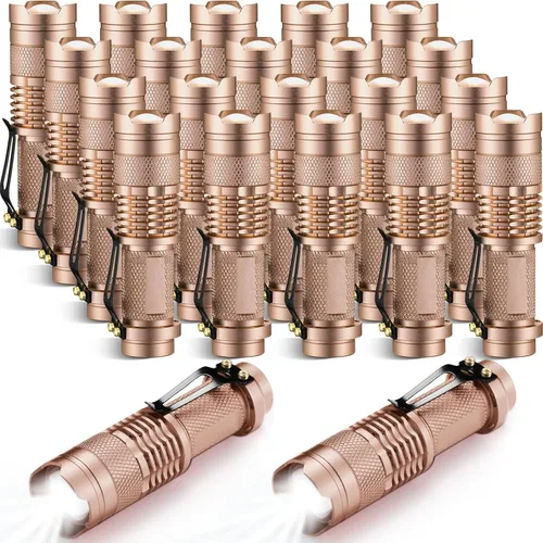 Vista 12 de Fumete 20 Piezas Linterna LED Mini 3 Modos Antorcha Táctica Pequeña Resistente al Agua Linterna de Bolsillo con Enfoque Ajustable Linterna Tipo