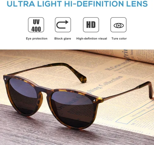 Vista 4 de CARFIA Gafas de sol vintage para mujer, polarizadas, protección UV, estilo clásico retro, CA5100