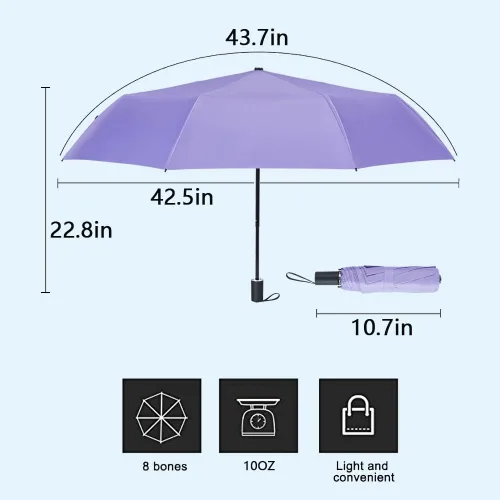 Vista 3 de NOOFORMER Paraguas compacto de viaje para sol y lluvia, ligero, pequeño, resistente al viento, impermeable, plegable, con 95% de protección UV