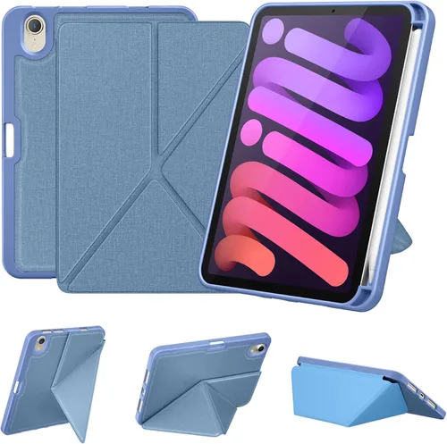 Vista 14 de DTTO Funda para iPad mini 7 (A17 Pro) 2024 / iPad mini 6 2021 de 8.3 pulgadas con soporte para lápiz, cubierta magnética de pie multiángulo