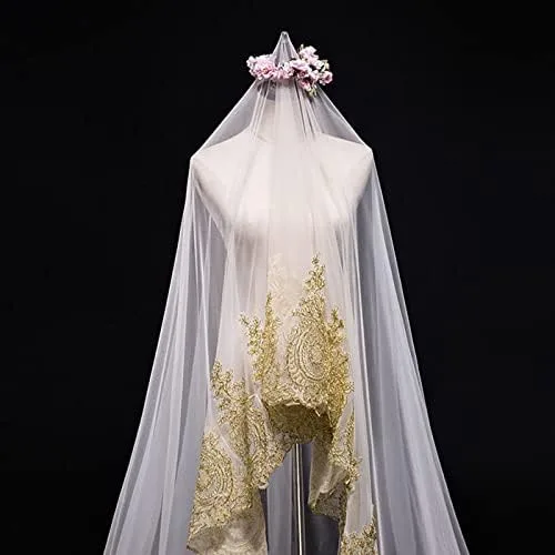 Vista 6 de Cola catedral larga velos de novia blanco marfil para novia velo de novia Accesorios