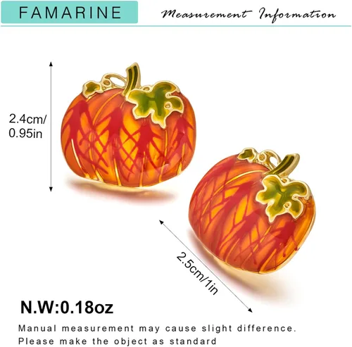 Vista 7 de FAMARINE Aretes de calabaza de Halloween para mujer, aretes divertidos de calabaza, regalo de vacaciones, Latón, No es una piedra preciosa