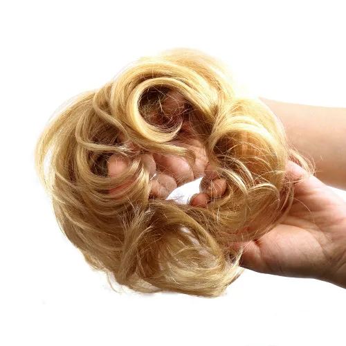 Vista 18 de Bella Hair - Rodete de extensión de cabello 100 % humano para banda elástica, extensión de cola de caballo ondeada, rizada o desordenada
