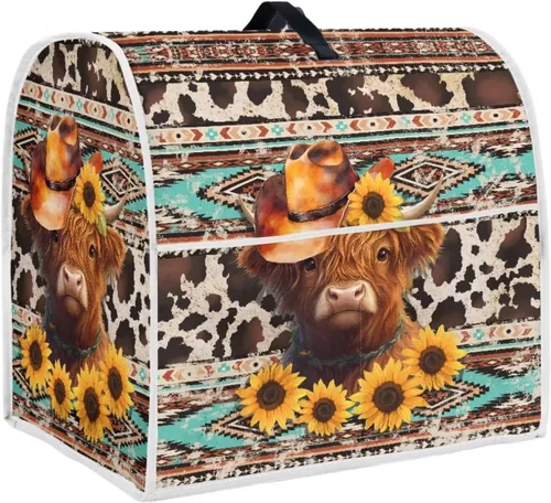 Vista 14 de UNICEU Protector de cubierta de batidora de soporte de cocina con estampado retro de mariposa de girasol, con mango superior, cubierta de polvo