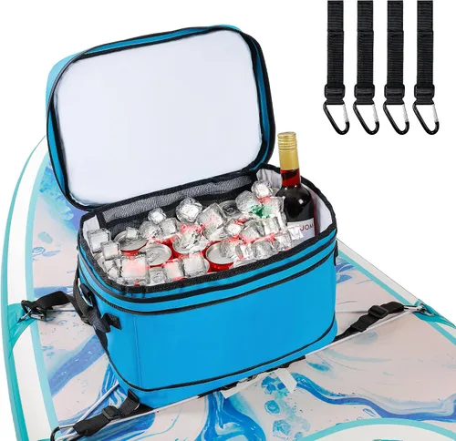 Vista 2 de UPWELL Accesorios para tabla de remo, bolsa enfriadora impermeable de SUP con cremallera de TPU, bolsa seca de PVC, 30 latas, bolsa enfriadora