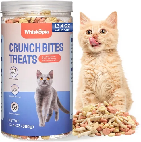 Vista 9 de Golosinas para gatos de interior con hierba gatera de 13.4 onzas con control de bola de pelo y cuidado dental, bocadillos naturales de pollo