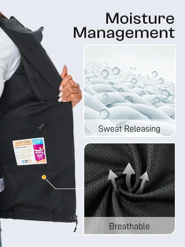 Vista 3 de Chaqueta impermeable para mujer, ligera, para exteriores, con capucha extraíble