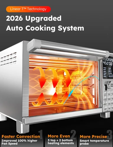 Vista 3 de Nuwave Bravo XL Pro Air Fryer Toaster Oven, Improved 100% Super Convection Acero inoxidable cepillado