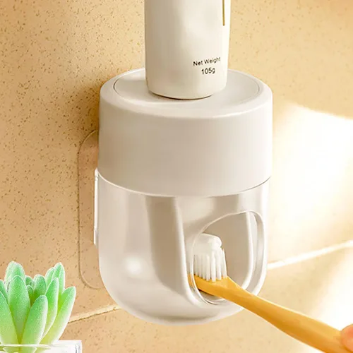 Vista 4 de Dispensador de pasta de dientes So Nice actualizado 2026 para montar en la pared, exprimidor automático de pasta de dientes, visualización del flujo