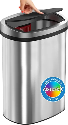 Vista 10 de iTouchless Cubo de basura de cocina con sensor de 50 litros/13 galones, a prueba de perros, con bloqueo de tapa y filtro de olor AbsorbX, tapa sin