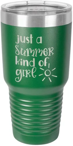 Vista 16 de JUST A SUMMER KIND OF GIRL Vaso de 30 oz con pajita y tapa superior deslizante Taza de viaje de acero inoxidable Comparar con Yeti Rambler
