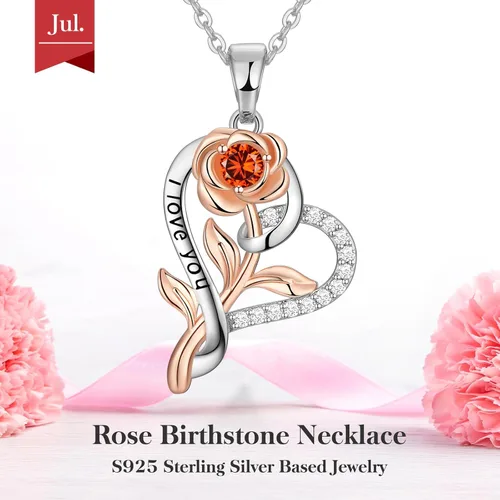 Vista 3 de PAITAIN Regalos para el día de la madre, collares de piedra natal rosa, plata esterlina S925 para su esposa, novia, mujer, mamá, hermana, hija