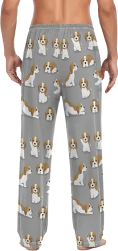 Vista 5 de Pantalones de pijama de cuadros blancos y negros para hombre, pantalones de descanso separados suaves para hombres