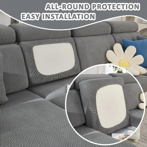 Vista 4 de Fundas de sofá para sofá seccional, fundas de cojín elásticas y lavables para sofá en forma de L, funda antideslizante resistente al desgaste Beige