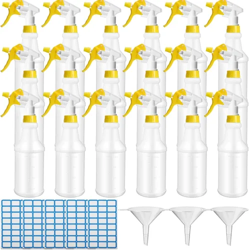 Vista 12 de Eccliy 20 botellas de spray de 16 oz, cilindro transparente, cabezal de Cabezal de pulverización blanco y negro