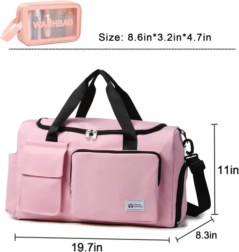 Vista 245 de Pequeña bolsa de gimnasio para mujer, bolsa de viaje con compartimento para zapatos