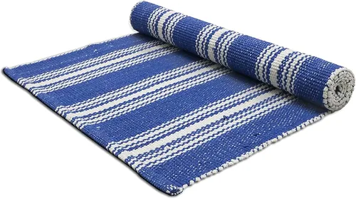 Vista 10 de Alfombrilla de Yoga Tejida a Mano 100% Algodón - Gruesa Hecha en Telar en India - para Ejercicio en Piso de Gimnasio - Corredor para Dormitorio