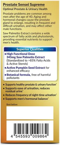 Vista 7 de AFC Japan Prostate Sensei Supreme - Suplemento de Saw Palmetto para hombres con ácidos grasos y esteroles - Apoya la función urinaria saludable