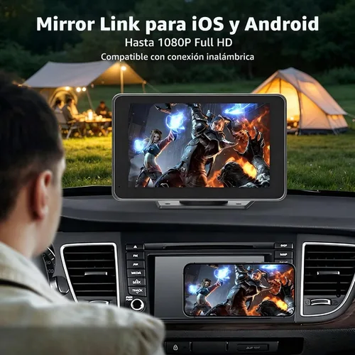 Vista 5 de Carplay Screen & Android Auto, estéreo inalámbrico de 7 pulgadas para coche Plug & Play