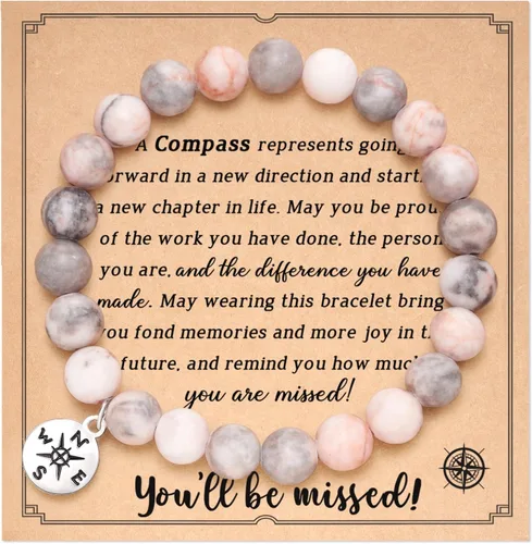 Vista 22 de HGDEER Pulsera de jubilación de piedra natural para mujeres/hombres 2024, regalos de despedida de despedida, regalo de San Valentín para compañeros