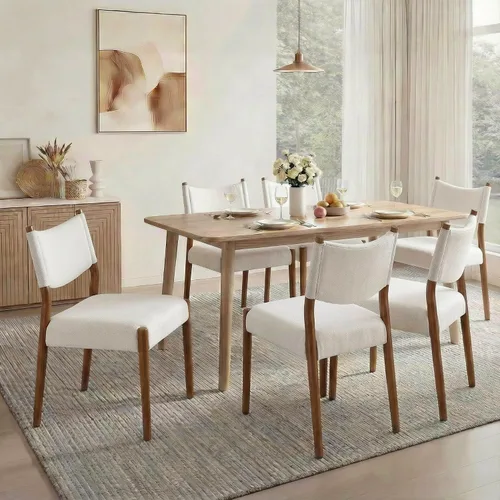 Vista 11 de KISLOT Juego de 4 sillas de comedor, sillas ergonómicas tapizadas de madera Sillas de comedor modernas de mediados de siglo, sillas ergonómicas