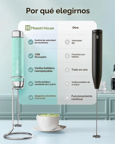 Vista 2 de Maestri House LunaFro 2.0 Espumador de leche recargable, control