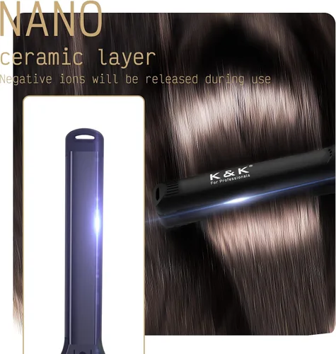 Vista 3 de Mini plancha plana de 1/2", alisadora de pelo de titanio turmalina para cabello corto Negro