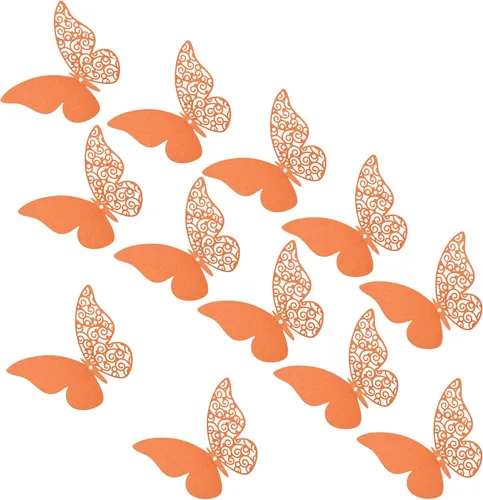 Vista 11 de 12 calcomanías de pared de mariposa 3D, decoración de pared de bricolaje, mariposas de papel extraíbles, decoración de dormitorio de niños y boda