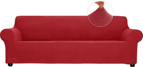Vista 22 de Funda elástica suave para sofá de 3 cojines, protector de muebles, transpirable, lavable, tela jacquard, cuadros pequeños con parte inferior Beige