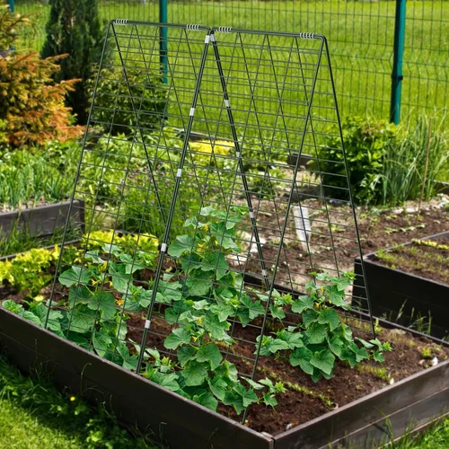 Vista 6 de AGTEK Enrejado plegable de pepino de 34 x 48 pulgadas con estacas de jardín y bridas de cremallera, soporte para plantas, un marco de enrejado