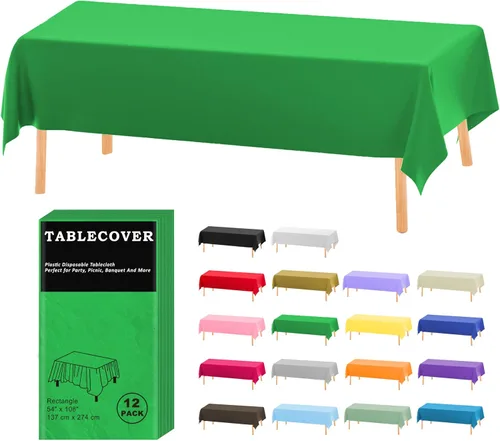 Vista 23 de D&Z Paquete de 6 manteles de plástico desechables color negro de 54 x 108